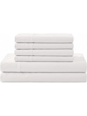 Luxury 6-Piece Queen Cotton Sheet Set - 100% Percale, Deep Pocket, 4